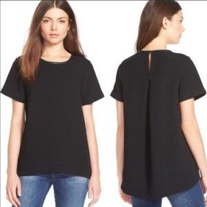 Madewell Leather Trim Tailored Crepe Tee In Black… - image 1